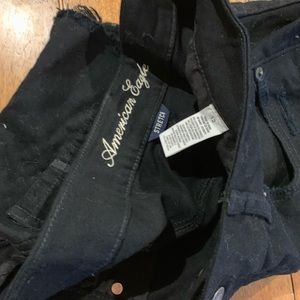 American eagle black denim shorts